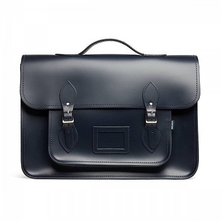 Zatchels Classic Satchel Navy Handle 16-inch